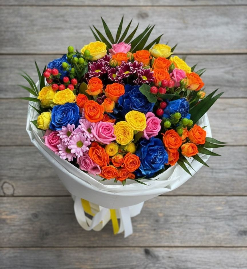 Букет цветов из: Розы и Хризантемы в Калевале