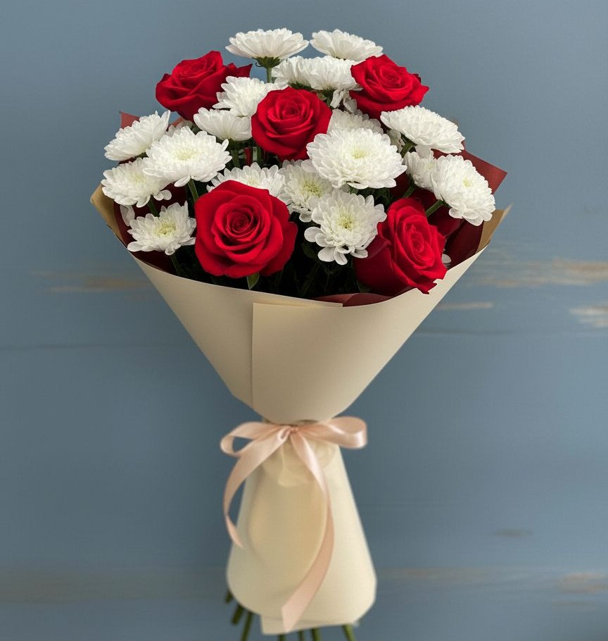 Букет цветов из: Розы и Хризантемы в Калевале