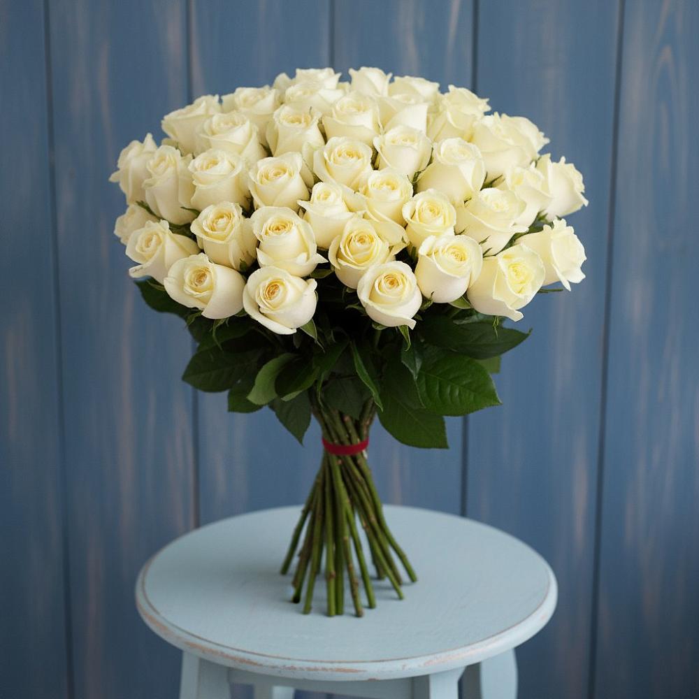 Букет 51 Белая роза Эдлесс Лав в Калевале