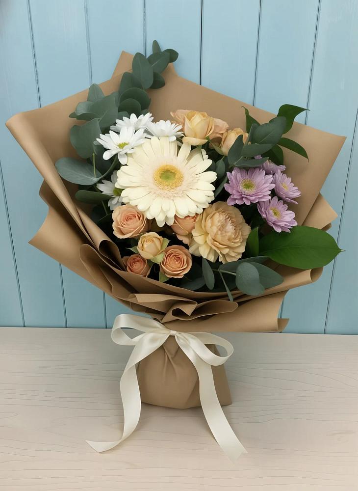Букет цветов из: Герберы и Хризантемы в Калевале
