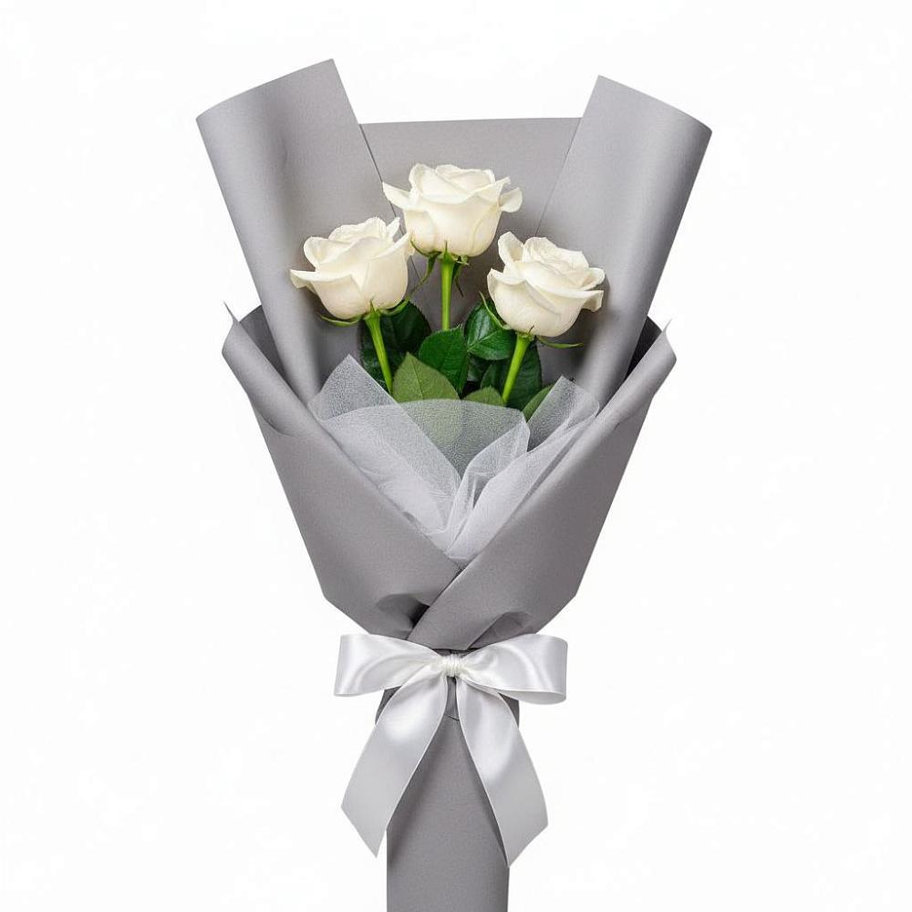 Букет 3 белые розы в Калевале