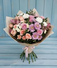 Букет цветов из:  Хризантемы, Розы и Альстромерии #REPLACE_PRED# Калевале