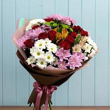 Букет цветов из:  Розы, Хризантемы и Альстромерии в Калевале