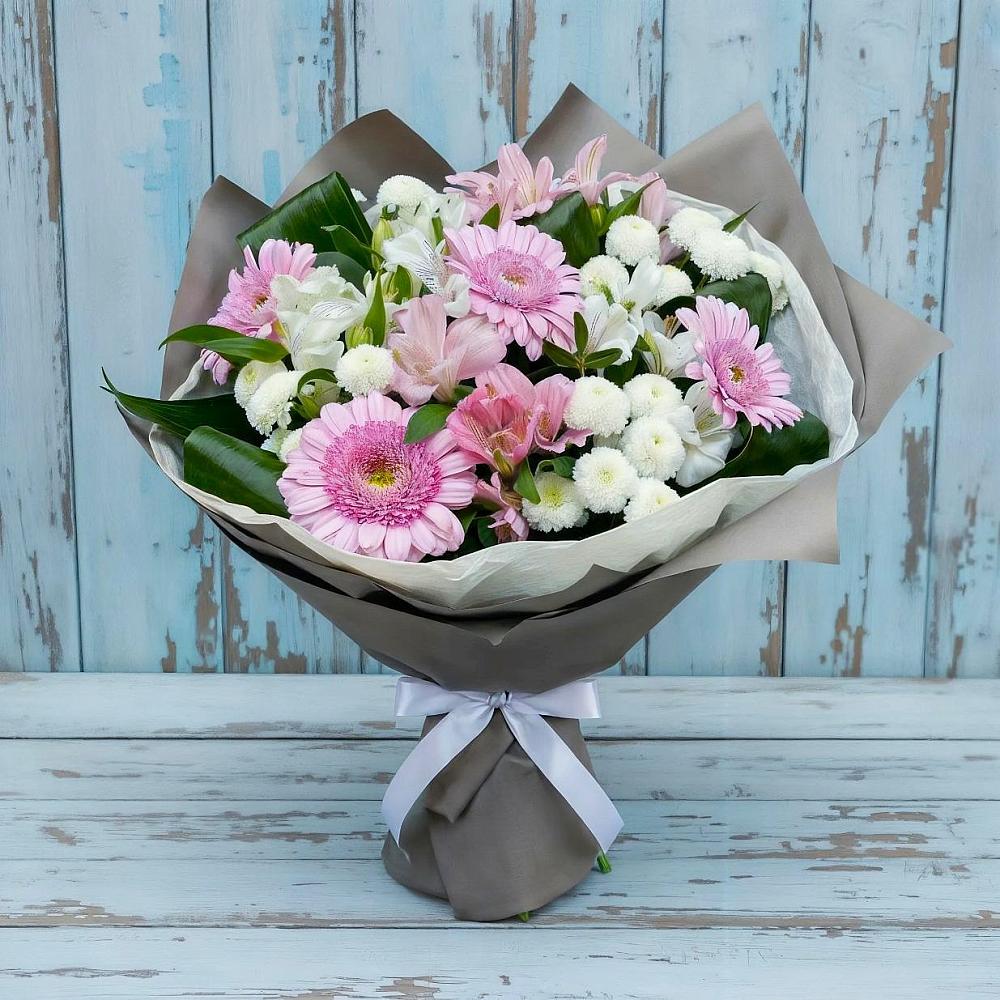 Букет цветов из: Герберы, Альстромерии и Хризантемы в Калевале