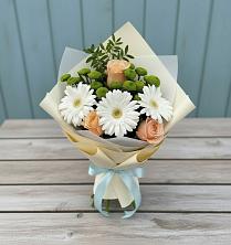 Букет цветов из:  Герберы, Розы и Хризантемы в Калевале