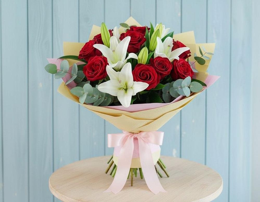 Букет цветов из: Лилии и Розы в Калевале